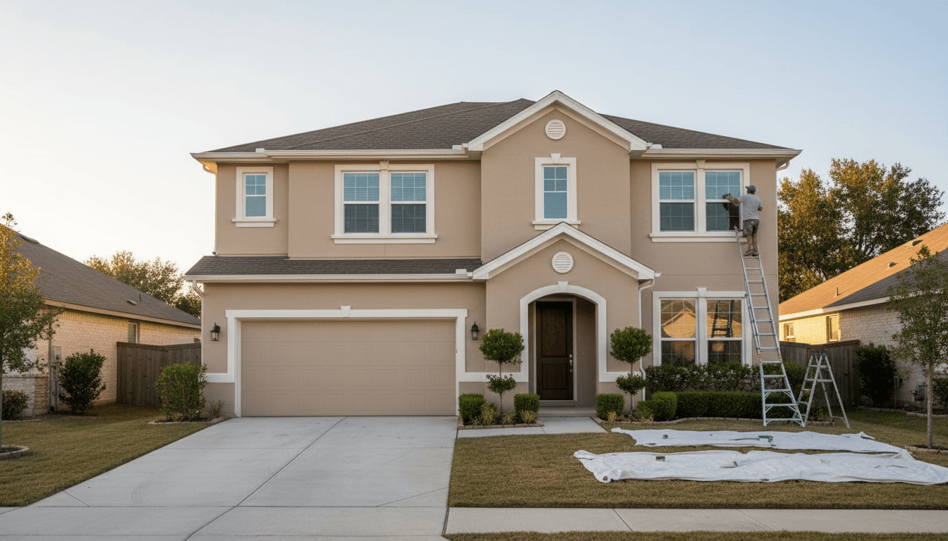 Newly painted residential exterior home in Golden, Texas